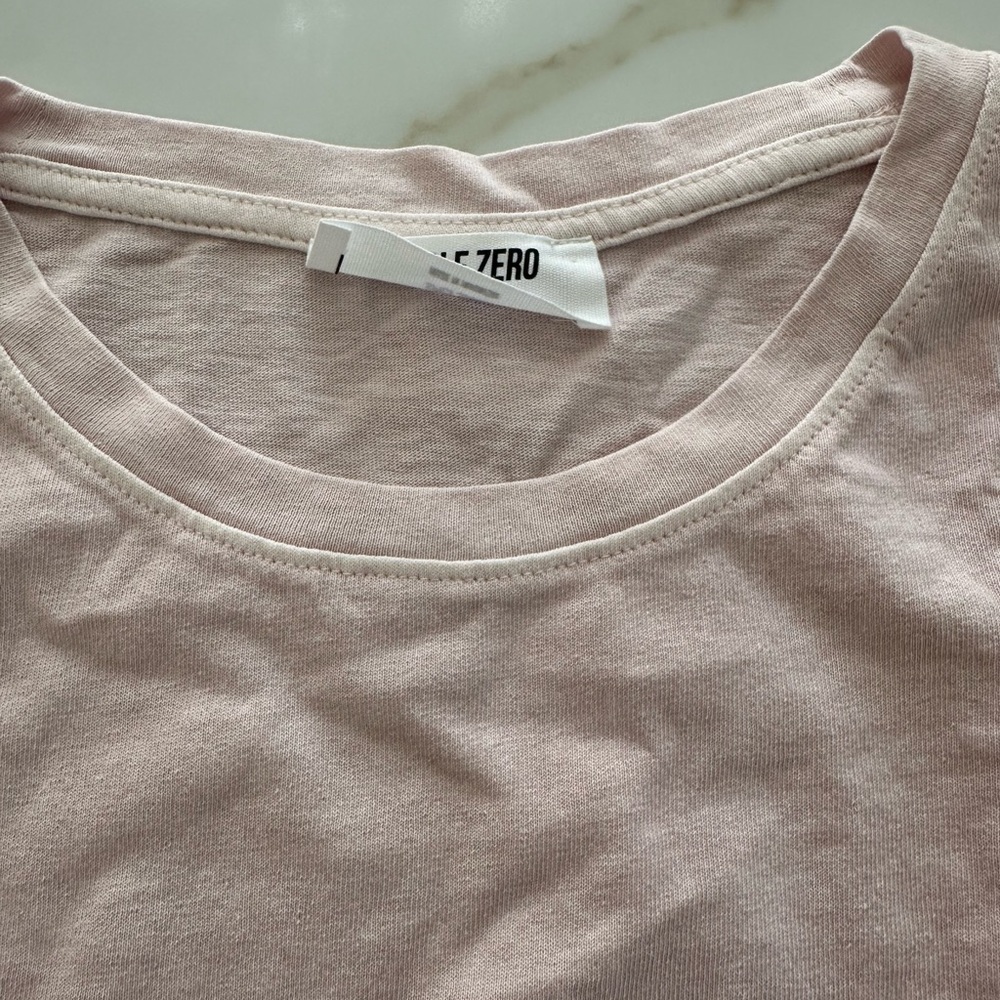 Double Zero Pink Boxy Crop T-Shirt Short Sleeve size M - Picture 3 of 8
